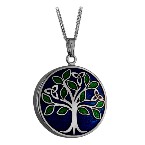 Irische Kette Baum des Lebens - Tree of Life Rhodium mit Emaille - Modeschmuck