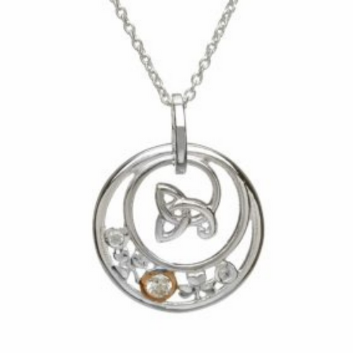 Irische Kette Silber 925 mit Anhänger Trinity Knot im Kreis