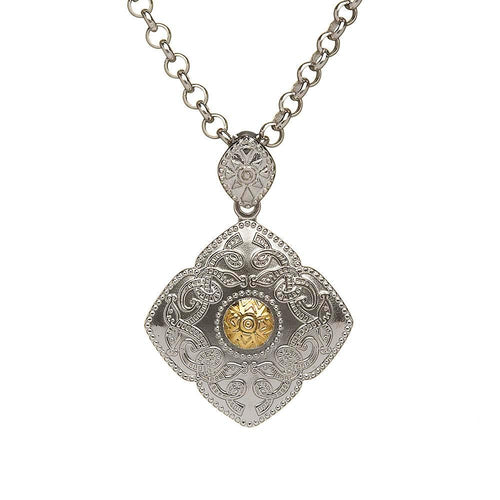 Irische Kette Silber Celtic Warrior mit 18 Karat Gold klein