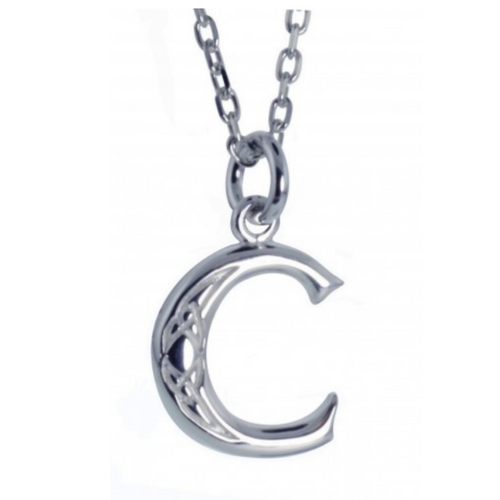 Irische Kette mit Initialien Anhänger Buchstabe C