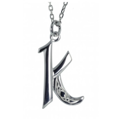 Irische Kette mit Initialien Anhänger Buchstabe K