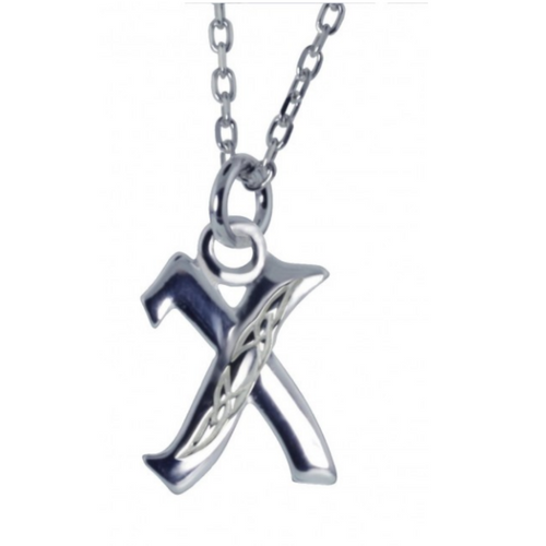Irische Kette mit Initialien Anhänger Buchstabe X