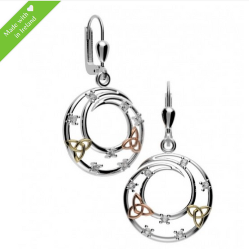 Irische Ohrringe Trinity Knot Silber vergoldet