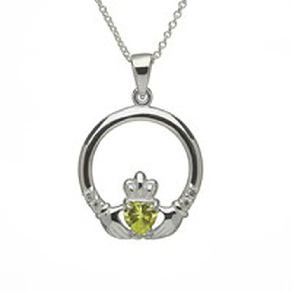 Irischer Claddagh Anhänger Geburtsstein August Silber 925