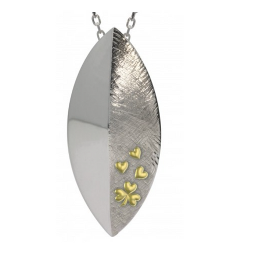 Irischer Schmuck Keltischer Anhänger Kleeblatt Schild Layer in Sterling Silber