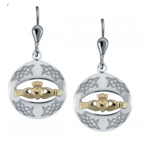 Keltische Claddagh Ohrringe Silber vergoldet