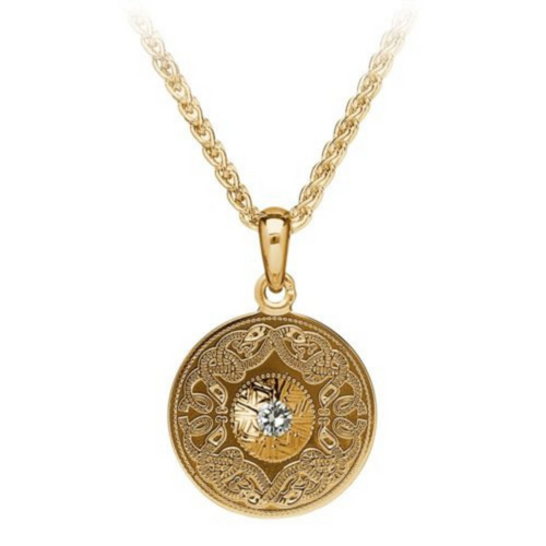 Keltische Kette Celtic Warrior in Gold und Weißgold mit einem Diamanten