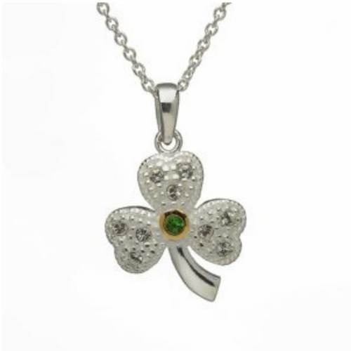 Keltische Kette Kleeblatt Shamrock Silber 925 mit Zirkonen