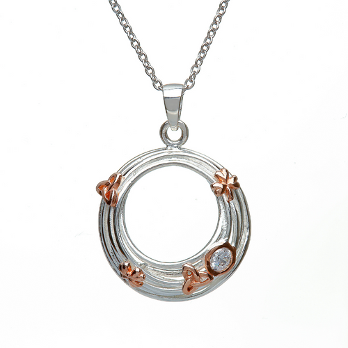 Keltische Kette Kleeblatt Trinity Knot Silber mit Zirkon