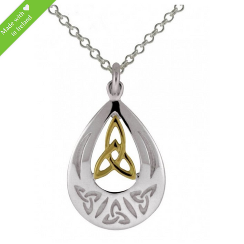 Keltische Kette Trinity Knot Silber 925 und 585 Gold