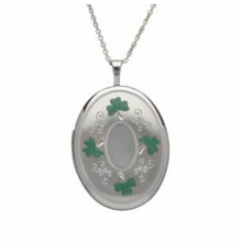 Lade das Bild in den Galerie-Viewer, Keltische Medaillon aus Silber 925 mit grünem Kleeblatt
