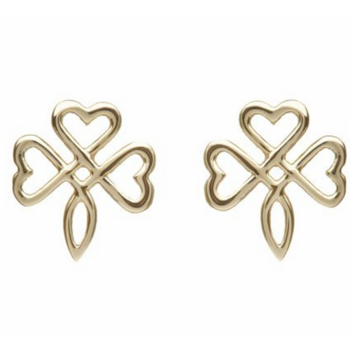 Keltische Ohrringe offenes Kleeblatt in 10 ct. Gold 416