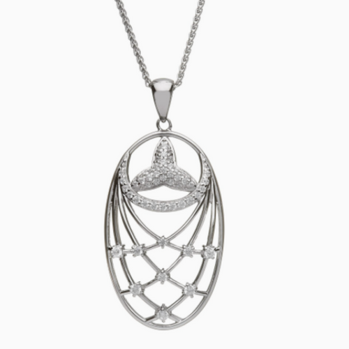 Keltischer Anhänger Silber 925 Tränentropfen mit Zirkon klein