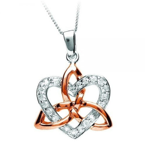 Keltischer Anhänger Trinity Herz mit Zirconia