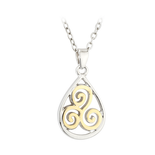 Keltischer Anhänger Trinity Knot Spirale zweifarbig Tara Kollektion.