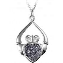 Keltischer Claddagh Anhänger aus der Drusy Kollektion in Silber 925