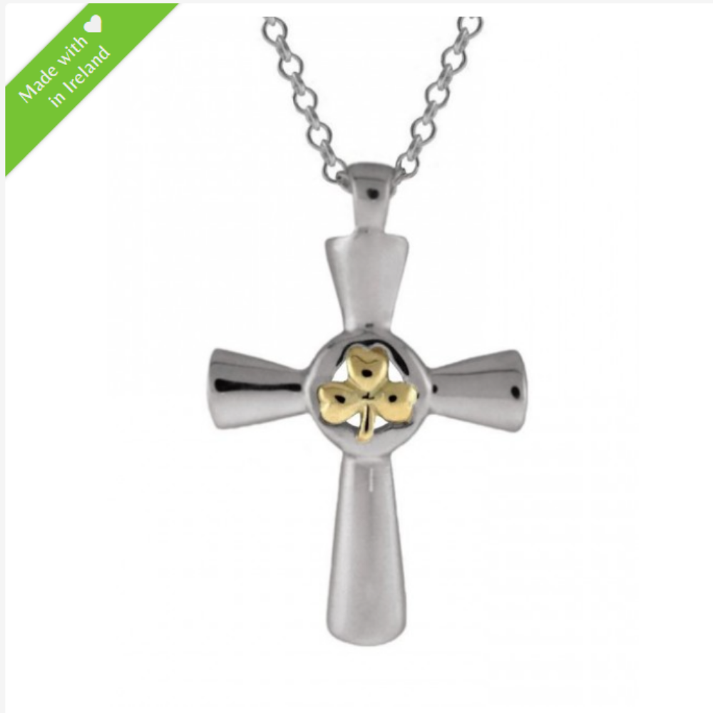 Keltisches Kreuz Kleeblatt Gold und Silber