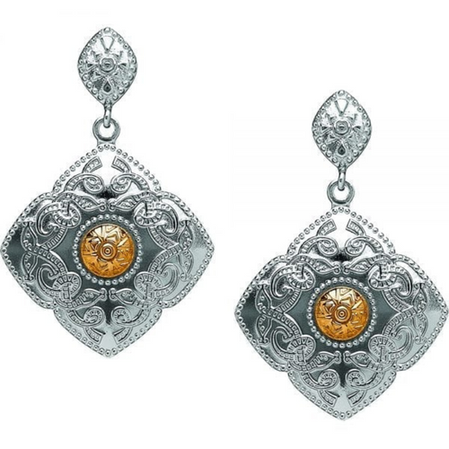 Ohrringe Celtic Warrior Silber und 18 Karat Gold