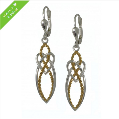 Ohrringe keltischer Knoten Silber mit Goldton