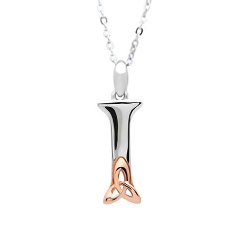 Irische Kette Silber 925 Trinity Knot mit Initialien Anhänger Buchstabe I