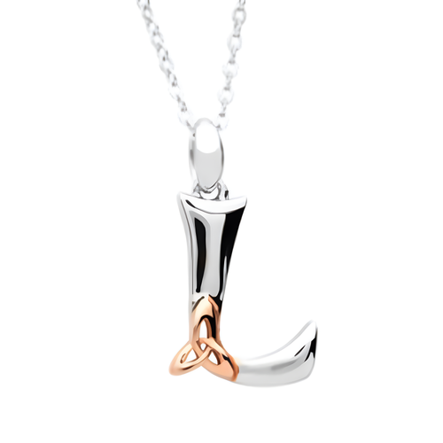 Irische Kette Silber 925 Trinity Knot mit Initialien Anhänger Buchstabe L