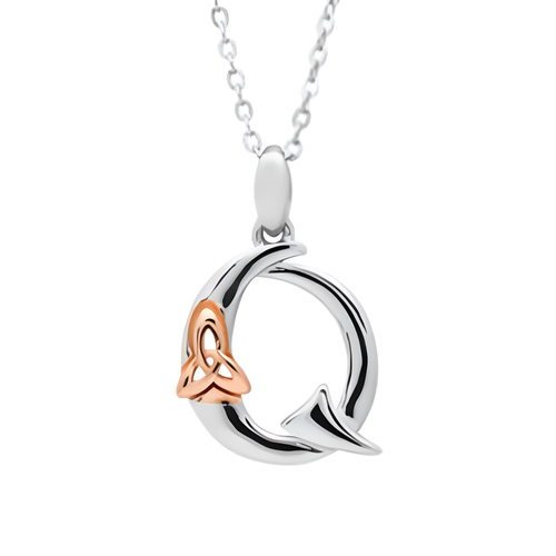 Irische Kette Silber 925 Trinity Knot mit Initialien Anhänger Buchstabe Q