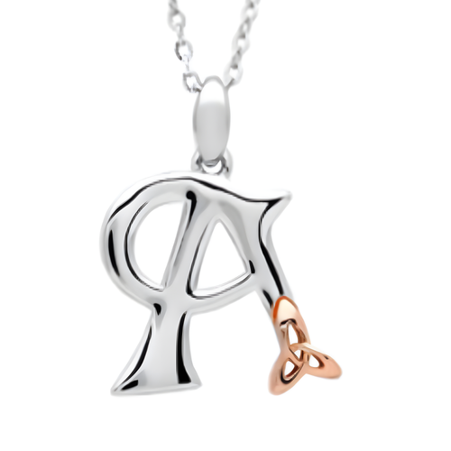 Irische Kette Silber 925 Trinity Knot mit Initialien Anhänger Buchstabe A