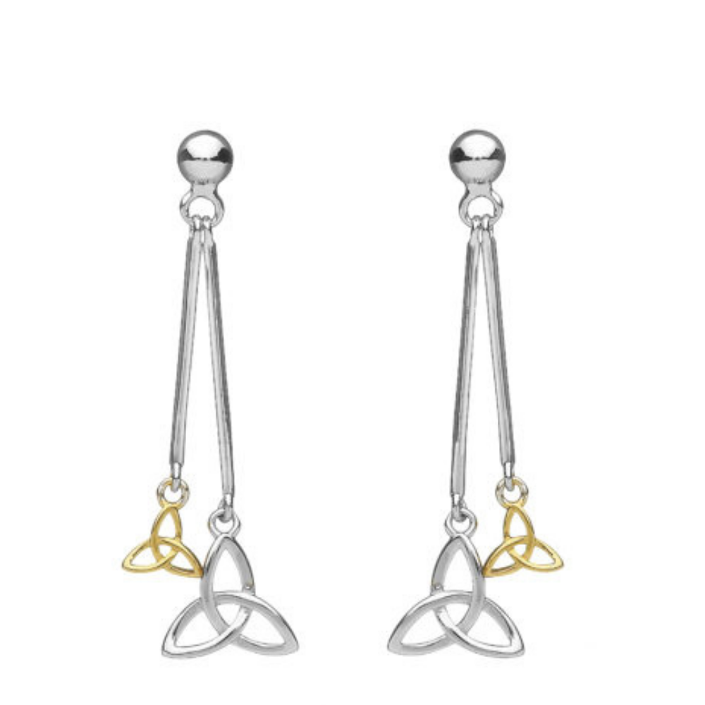 Silber 925 doppelte hängende Ohrringe Trinity Knot
