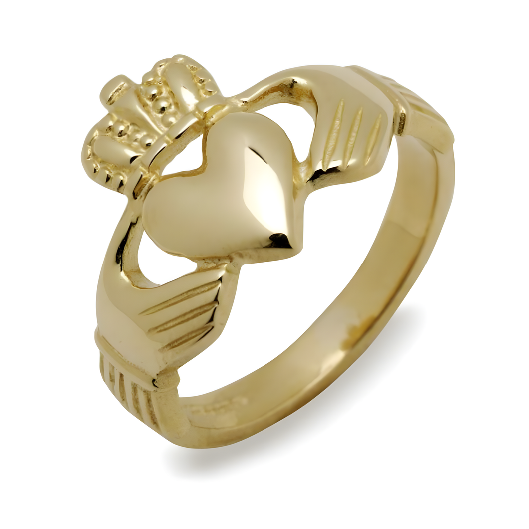 Irischer Claddagh Ring Herren aus 10 Karat Gold oder Weißgold