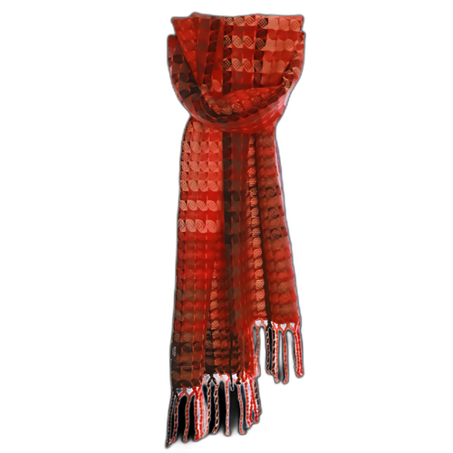 Premium Schal aus Wolle, handgewebt aus hochwertigen italienischen Garnen in verschiedenen roten Farbtönen.
