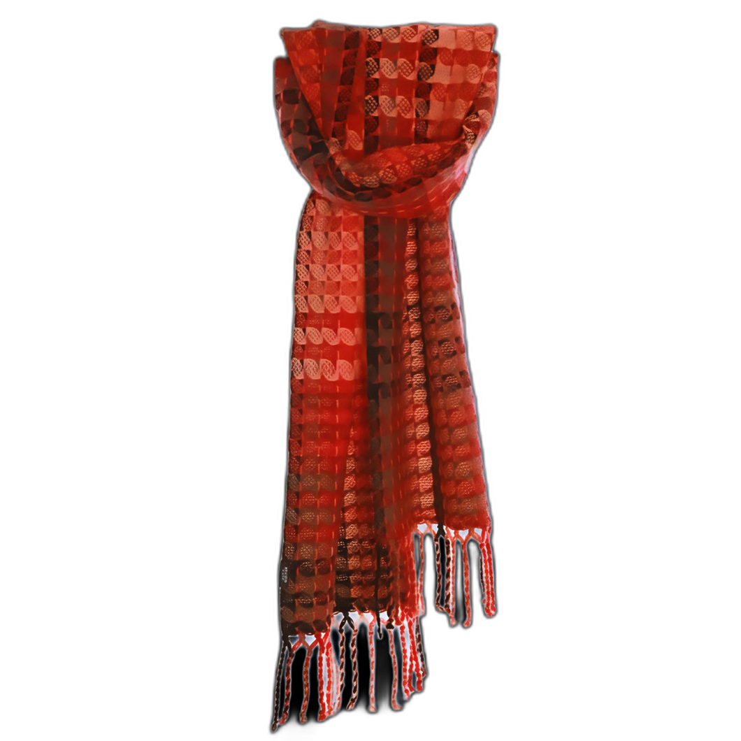 Premium Schal aus Wolle, handgewebt aus hochwertigen italienischen Garnen in verschiedenen roten Farbtönen.